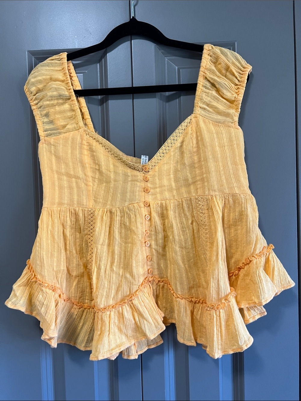 American Eagle Outfitters Yellow Ruffled Button-Front Camisole